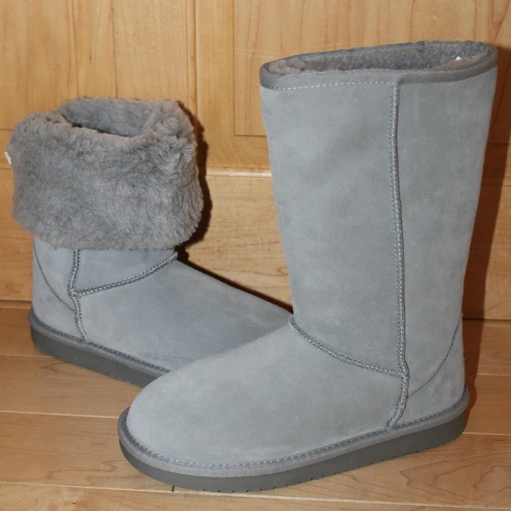 UGG KOOLABURRA‎ GIRL'S TALL FUR SUEDE BOOTS GRAY